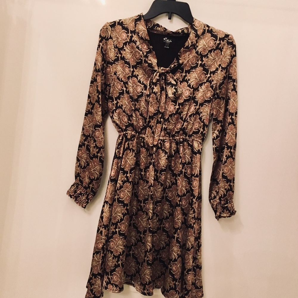 Satin long sleeve elegant dress